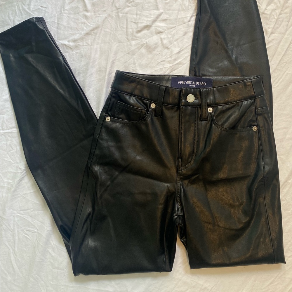 veronica beard vegan leather skinny jeans